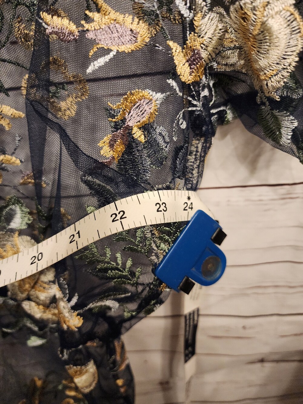 Sheer Navy Floral Embroidered Maxi Dress - Picture 10 of 11